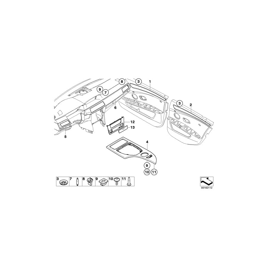 Genuine BMW 51426984675 E60 E61 Decorative Strip, Door Rear Left GRAU (Inc. 530xd, 520d & M5)