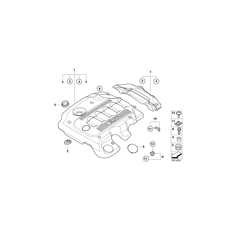 Genuine BMW 11147807245 E61 E90 E91 Cover, Acoustic (Inc. X3 3.0d, 335d & 635d)