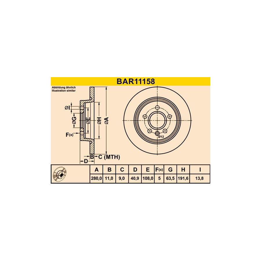 Barum Bar11158 Brake Disc