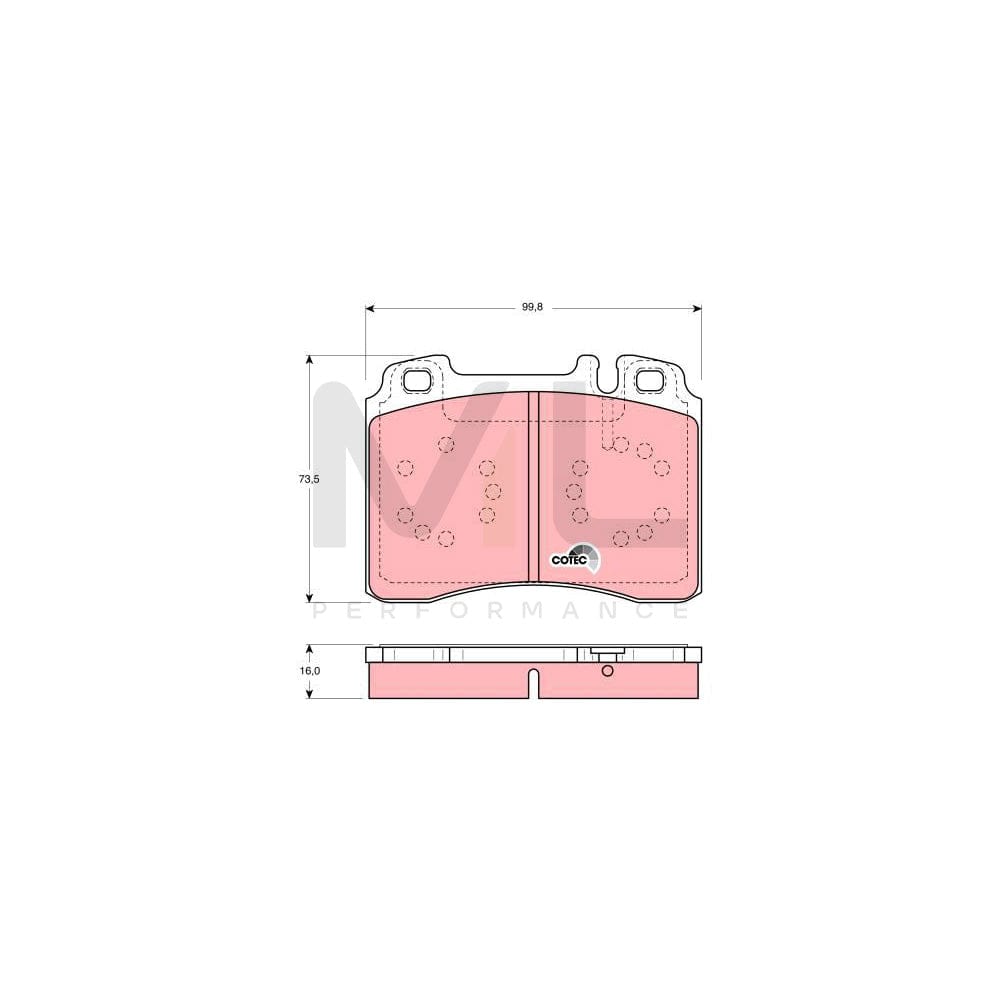 TRW Cotec Gdb1318 Brake Pad Set Suitable For Mercedes-Benz E-Class Prepared For Wear Indicator