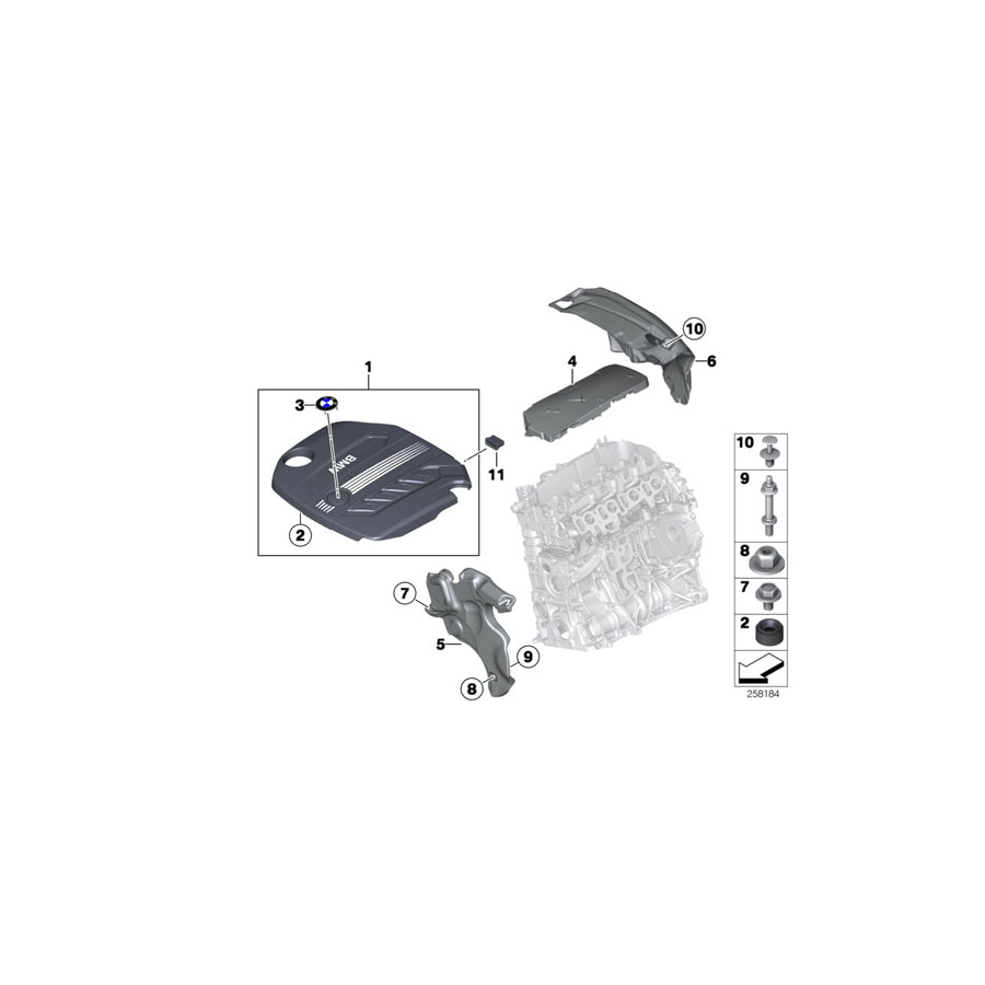 Genuine BMW 11147810802 F36 F31 F34 Cover, Acoustic (Inc. 328d, 118dX & 328dX)