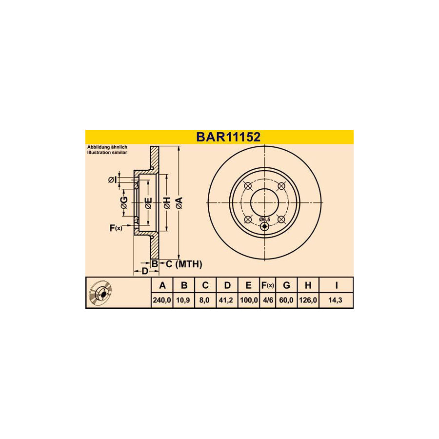 Barum Bar11152 Brake Disc