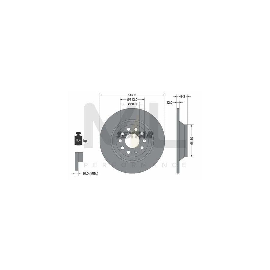 TEXTAR 92132500 Brake Disc for AUDI A6 Solid, without wheel hub, without wheel studs  - 1 piece