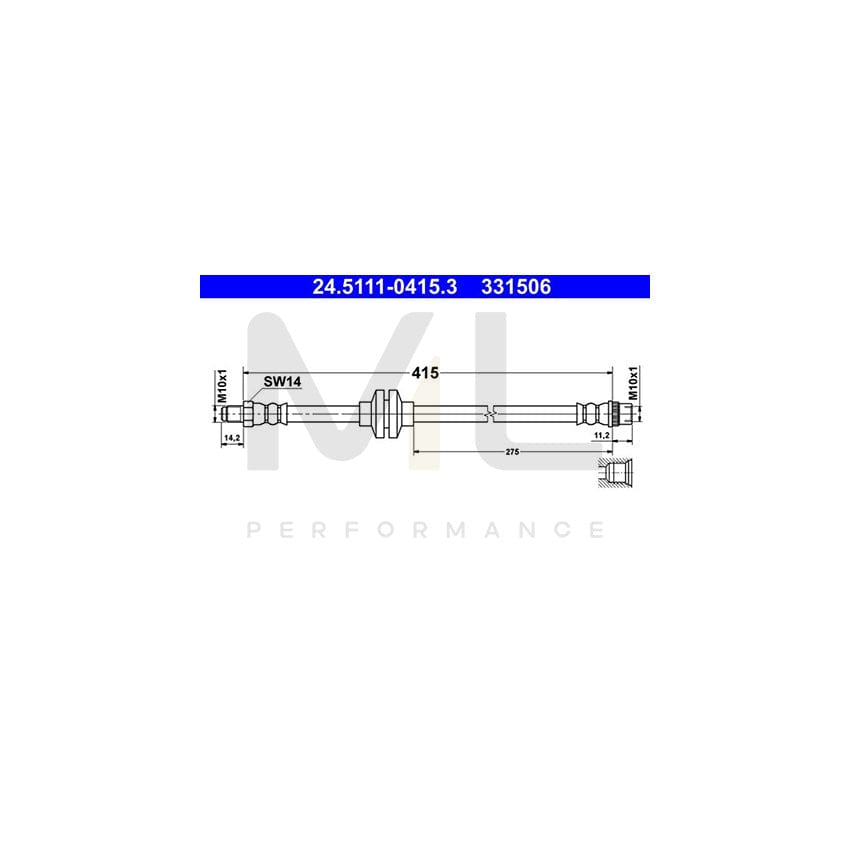ATE 24.5111-0415.3 Brake Hose 415mm, M10x1