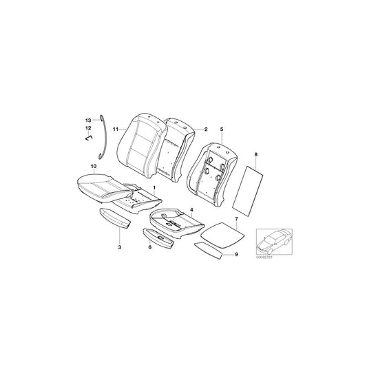 Genuine BMW 52107249322 E61 E60 Cover, Basic Backrest Leather GRAU (Inc. 520d, 525d & 535xi)
