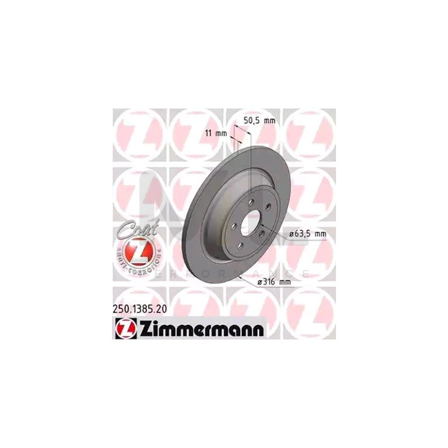 ZIMMERMANN COAT Z 250.1385.20 Brake Disc Solid, Coated  - 1 piece