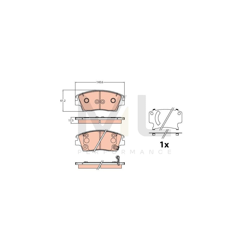 TRW Gdb2197 Brake Pad Set For Hyundai Tucson (Tl, Tle) With Acoustic Wear Warning, With Accessories
