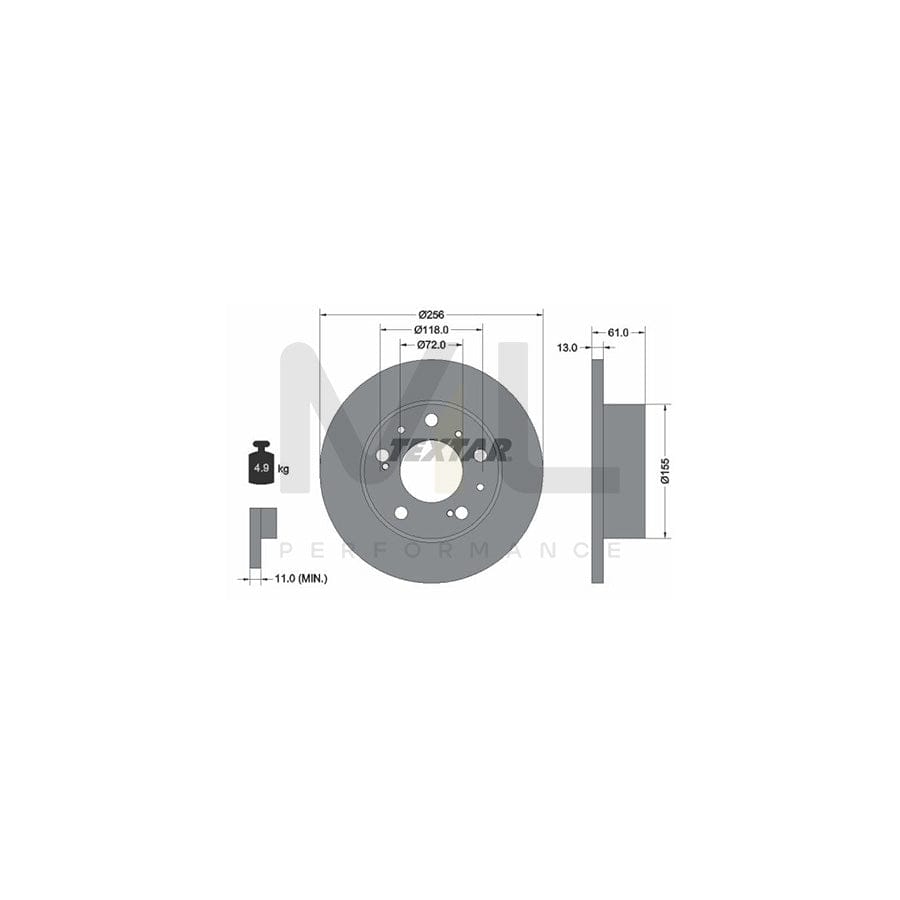 TEXTAR 92027100 Brake Disc Solid, without wheel hub, without wheel studs  - 1 piece