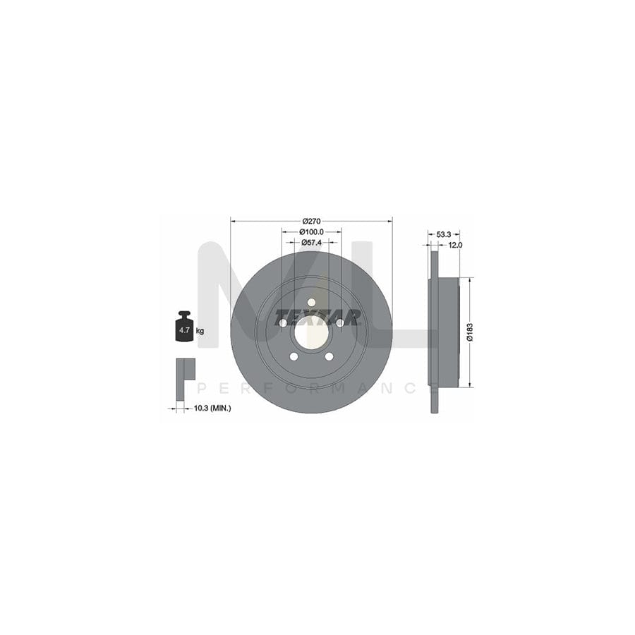 TEXTAR PRO 92277903 Brake Disc for CHRYSLER PT CRUISER Solid, Coated, without wheel hub, without wheel studs  - 1 piece