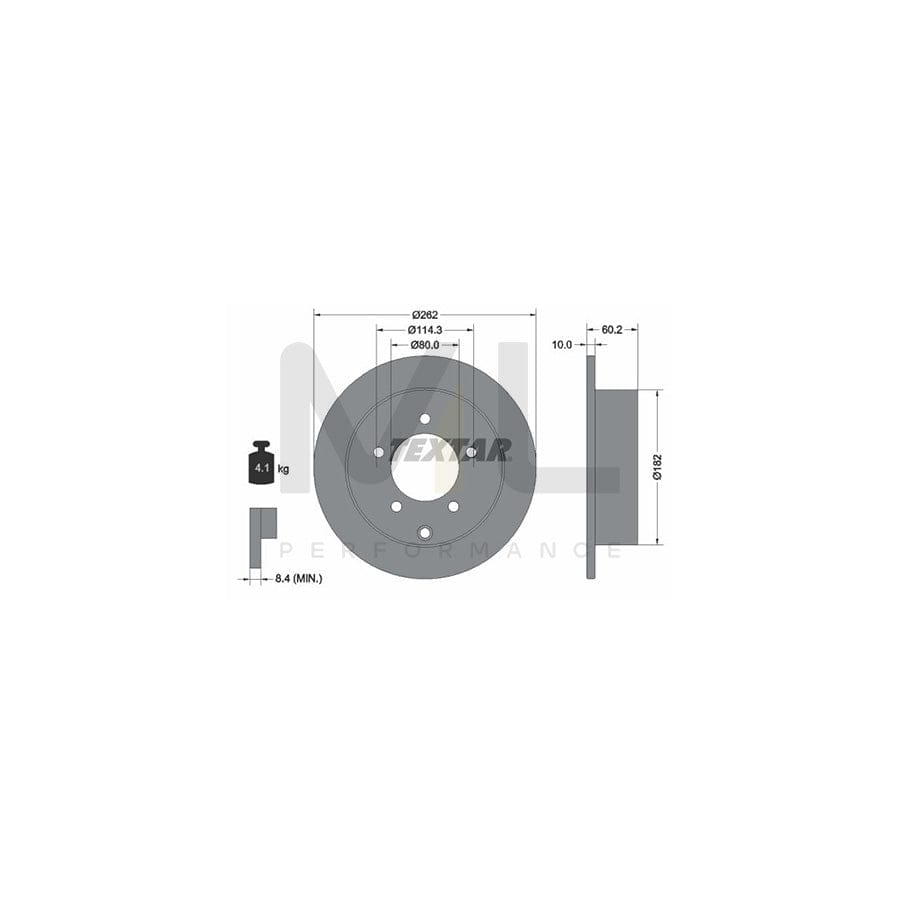 TEXTAR PRO 92227403 Brake Disc for MITSUBISHI LANCER Solid, Coated, without wheel hub, without wheel studs  - 1 piece