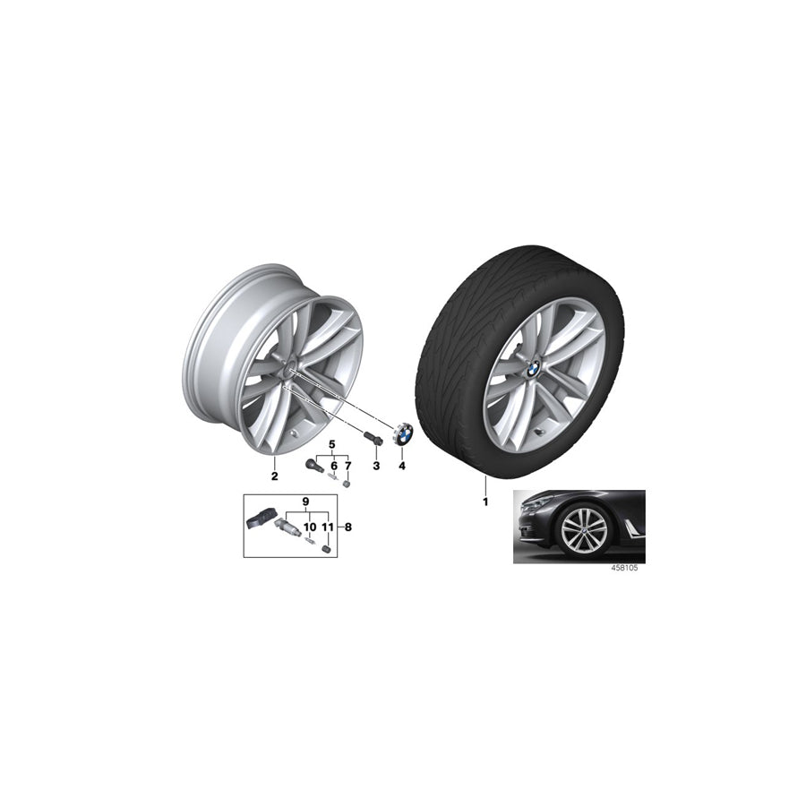 Genuine BMW 36116883160 G11 G32 G12 Disc Wheel, Light Alloy, Reflexsilber 9,5JX19 ET:39 (Inc. 730LdX, 730i & 750i)