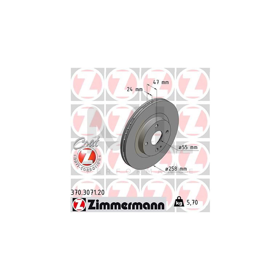 ZIMMERMANN COAT Z 370.3071.20 Brake Disc for MAZDA 323 Internally Vented, Coated  - 1 piece