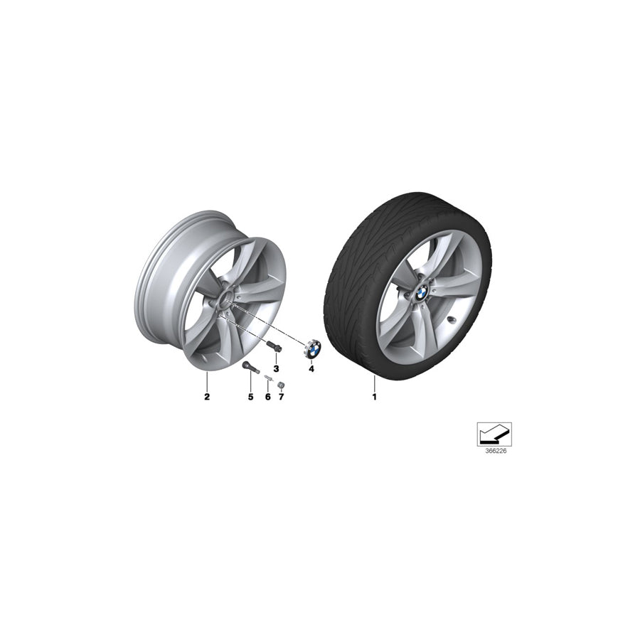 Genuine BMW 36116876767 F25 F26 Light Alloy Rim, Black 9,5JX19 ET48 (Inc. X3 18i, X3 28i & X4 28iX)