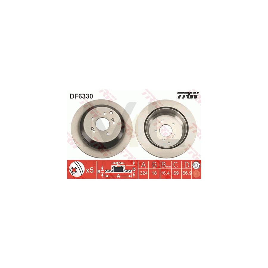 TRW DF6330 Brake Disc for HYUNDAI ix55 (EN) Vented, Painted  - 1 piece