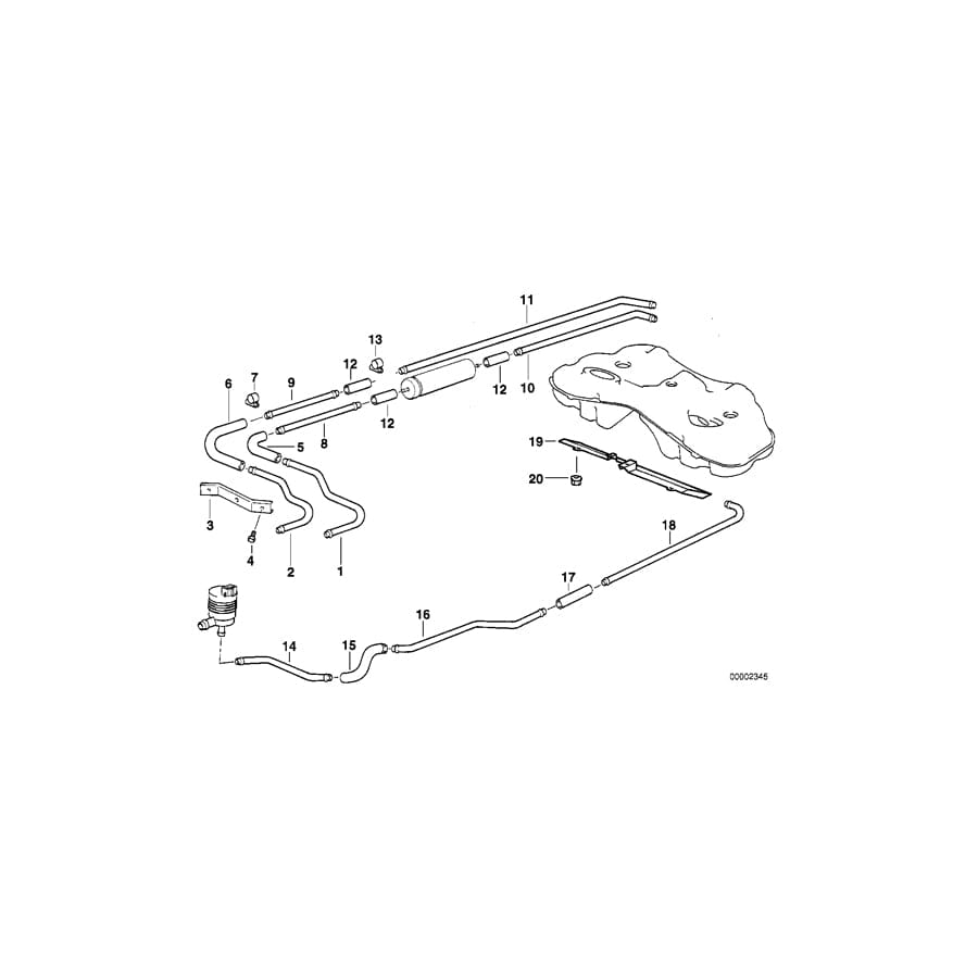 Genuine BMW 16111182118 E38 Rear Fuel Feed Line (Inc. 740i, 735i & 730i)