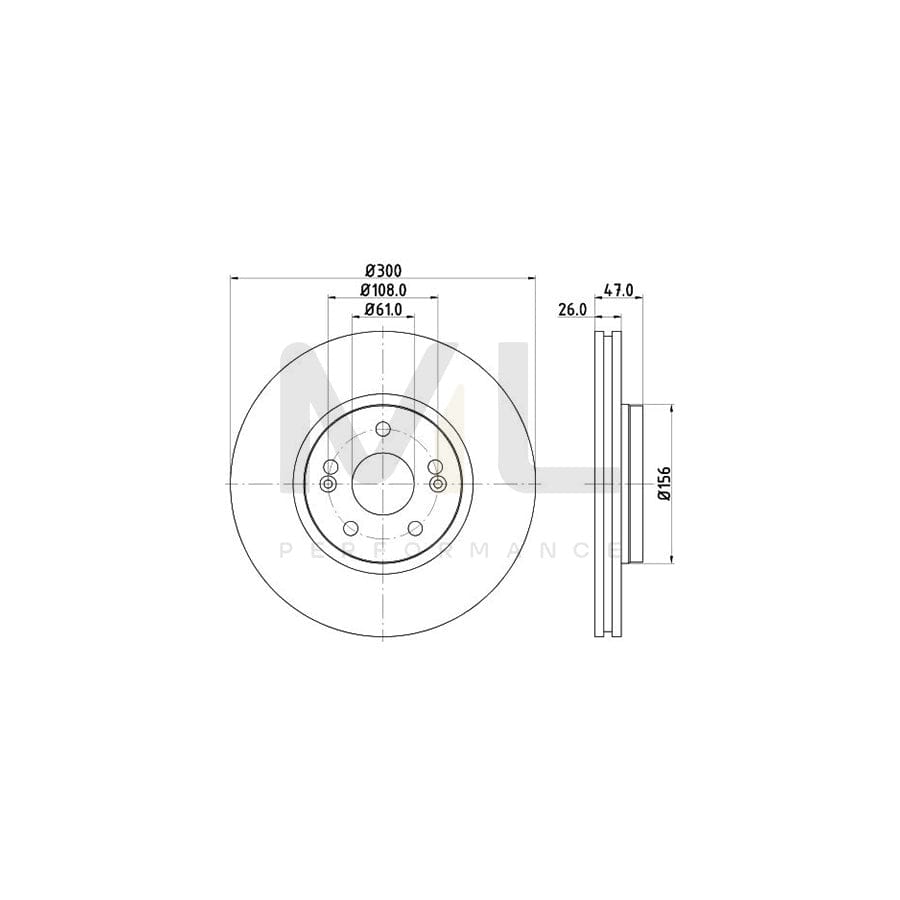 HELLA PRO High Carbon 8DD 355 127-871 Brake Disc for RENAULT LAGUNA Externally Vented, Coated, High-carbon, without wheel hub, without wheel studs | ML Performance Car Parts