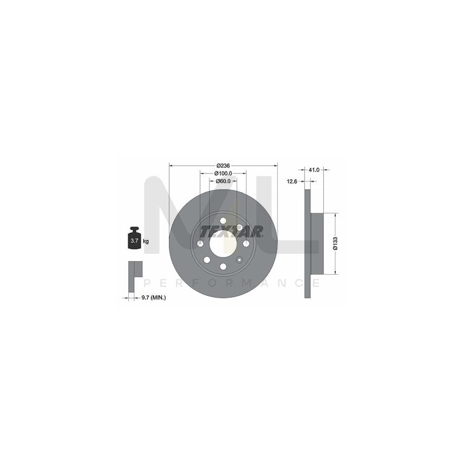 TEXTAR 92020900 Brake Disc Solid, without wheel hub, without wheel studs  - 1 piece