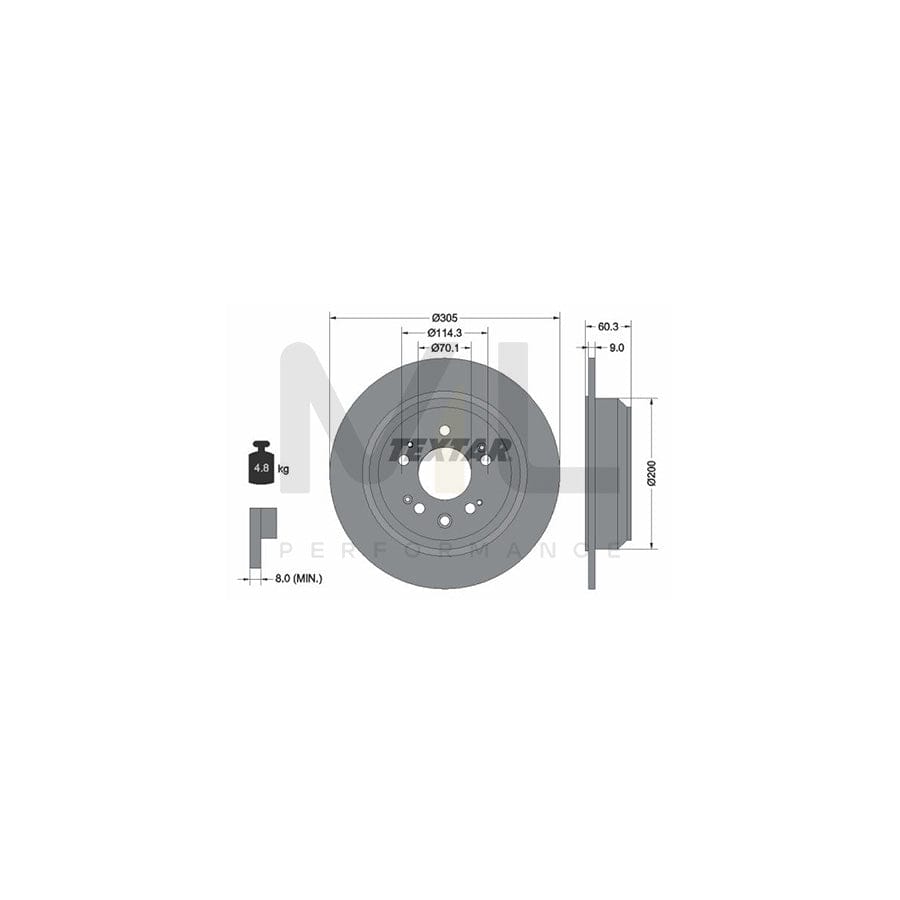 TEXTAR 92195100 Brake Disc for HONDA ACCORD Solid, without wheel hub, without wheel studs  - 1 piece