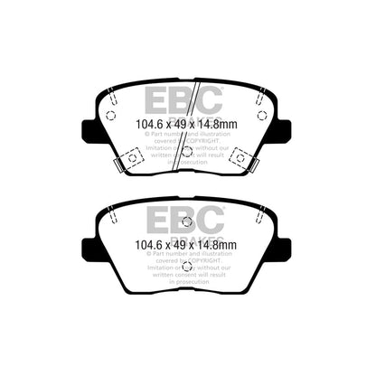 EBC PD03KR1002 Hyundai Kia Yellowstuff Rear Brake Pad & Plain Disc Kit 2 | ML Performance UK Car Parts