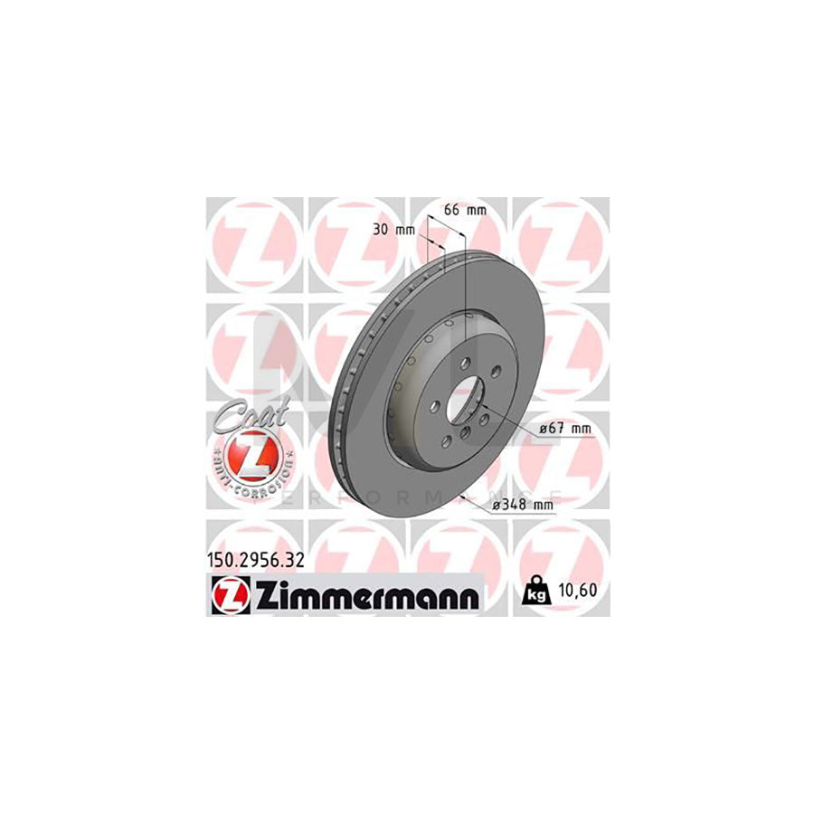 ZIMMERMANN 150.2956.32 Brake Disc Internally Vented, Two-piece brake disc, Coated, High-carbon  - 1 piece