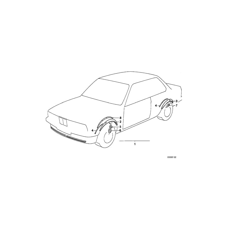 Genuine BMW 51711922096 E24 Covering Rear Right GRUNDIERT (Inc. M635CSi, 630CS & 628CSi)