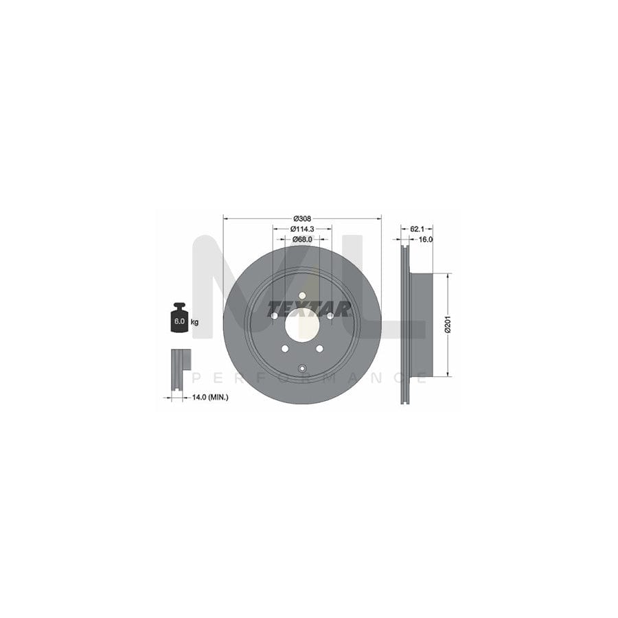 TEXTAR PRO 92149303 Brake Disc Internally Vented, Coated, without wheel hub, without wheel studs  - 1 piece