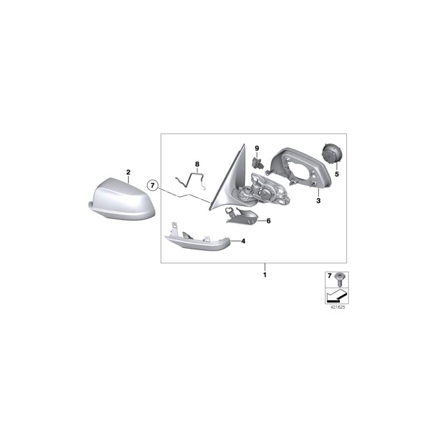 Genuine BMW 51167286436 F12 F13 F06 Outside Mirror W/Out Glass Heated Right SHADOW-LINE (Inc. 650i, ALPINA B6 & 640i)