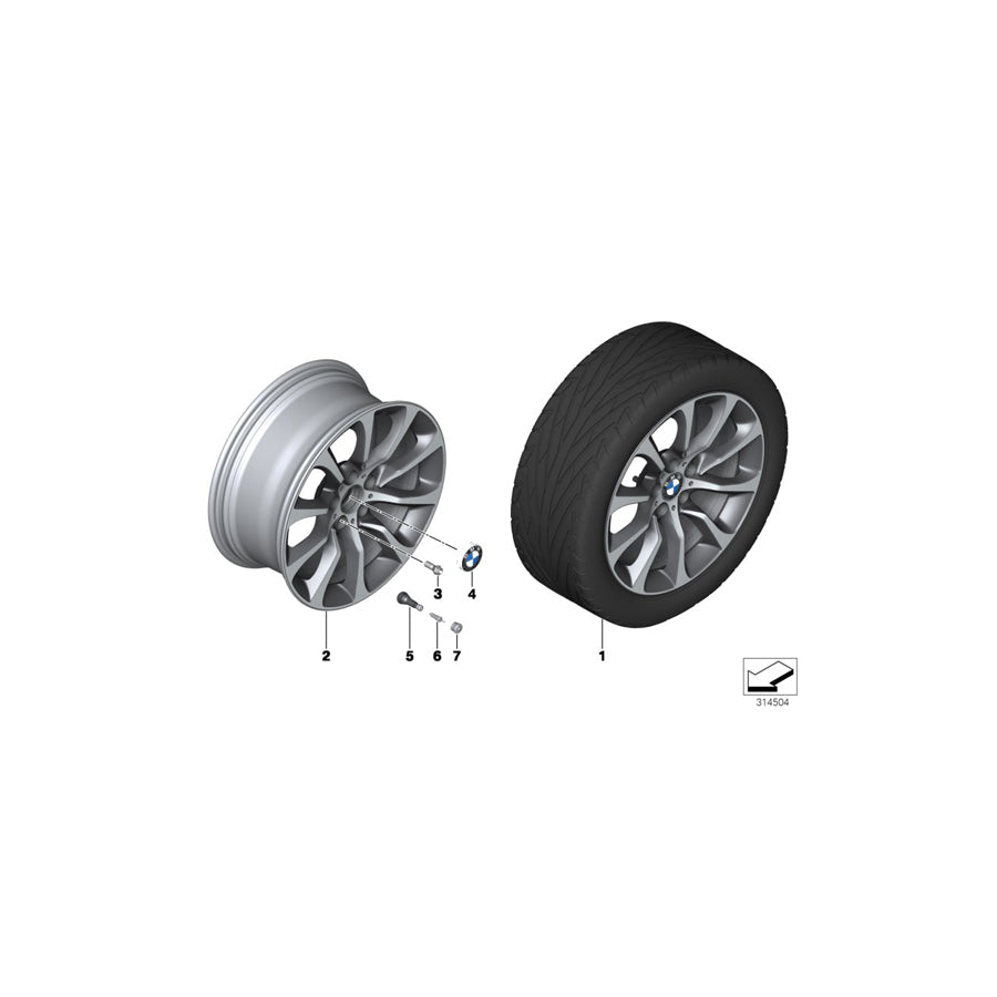 Genuine BMW 36116857666 F12 F06 F11 Gloss-Turned Light Alloy Rim 8,5JX19 ET:33 (Inc. 518d, 525d & 530d)