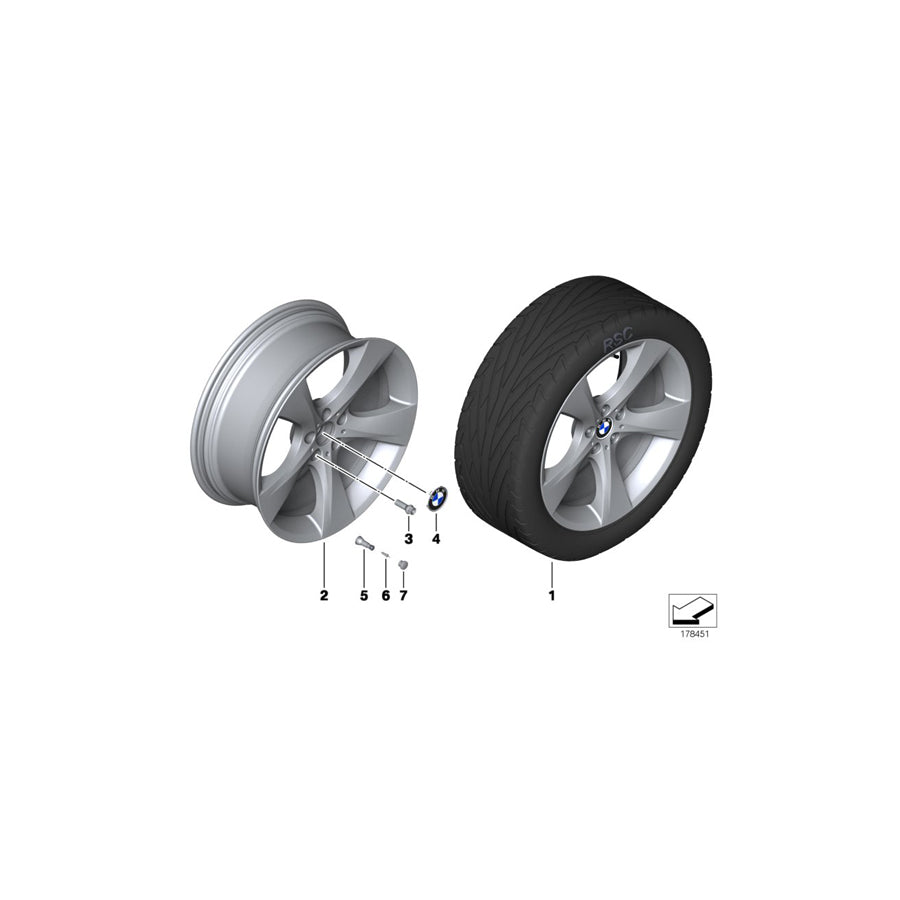 Genuine BMW 36116796114 F10 F06 F13 Light Alloy Rim 9JX20 ET:44 (Inc. 535d, 520d & Hybrid 5)