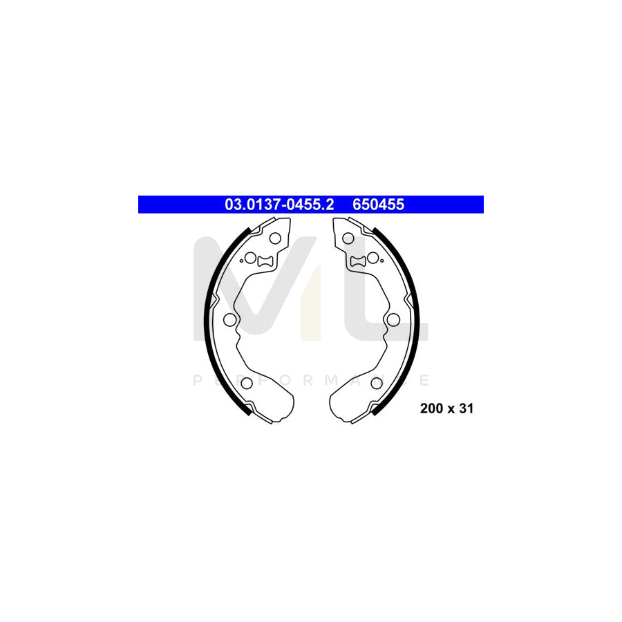 ATE 03.0137-0455.2 Brake Shoe Set for KIA RIO without lever