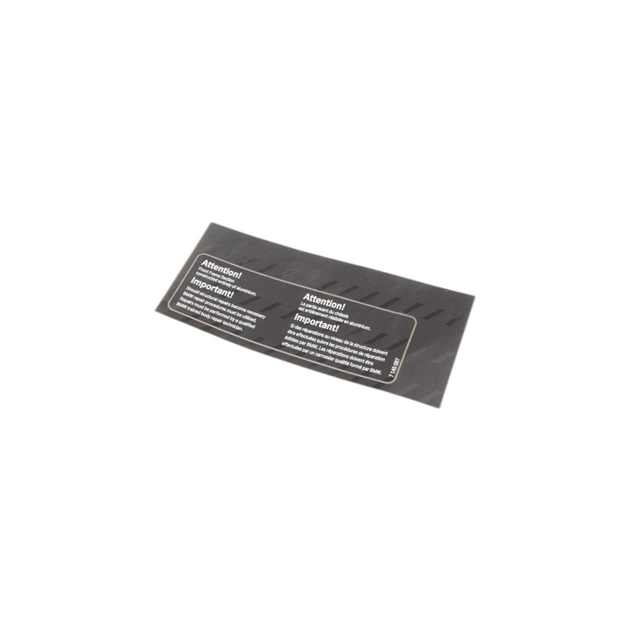 Genuine BMW 71217145087 E63 E64 Label Repair Work Aluminium EN/FR (Inc. 635d, 525xi & 528xi)