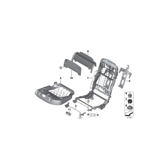 Genuine BMW 52207416009 G11 G12 Rear Panel, Backrest Upper Section, Rear MOKKA (Inc. 745eX, 740eX & M760LiX)