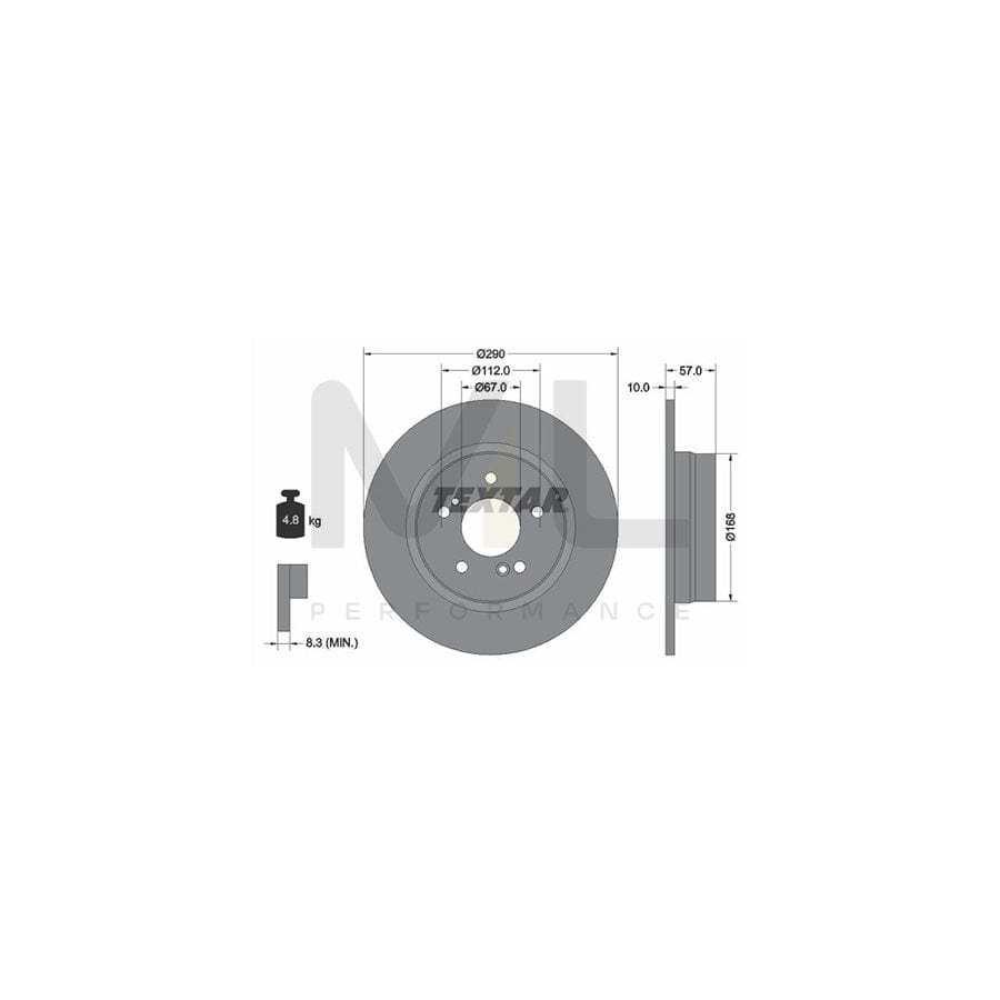 TEXTAR 92089000 Brake Disc suitable for MERCEDES-BENZ SL Convertible (R129) Solid, without wheel hub, without wheel studs  - 1 piece
