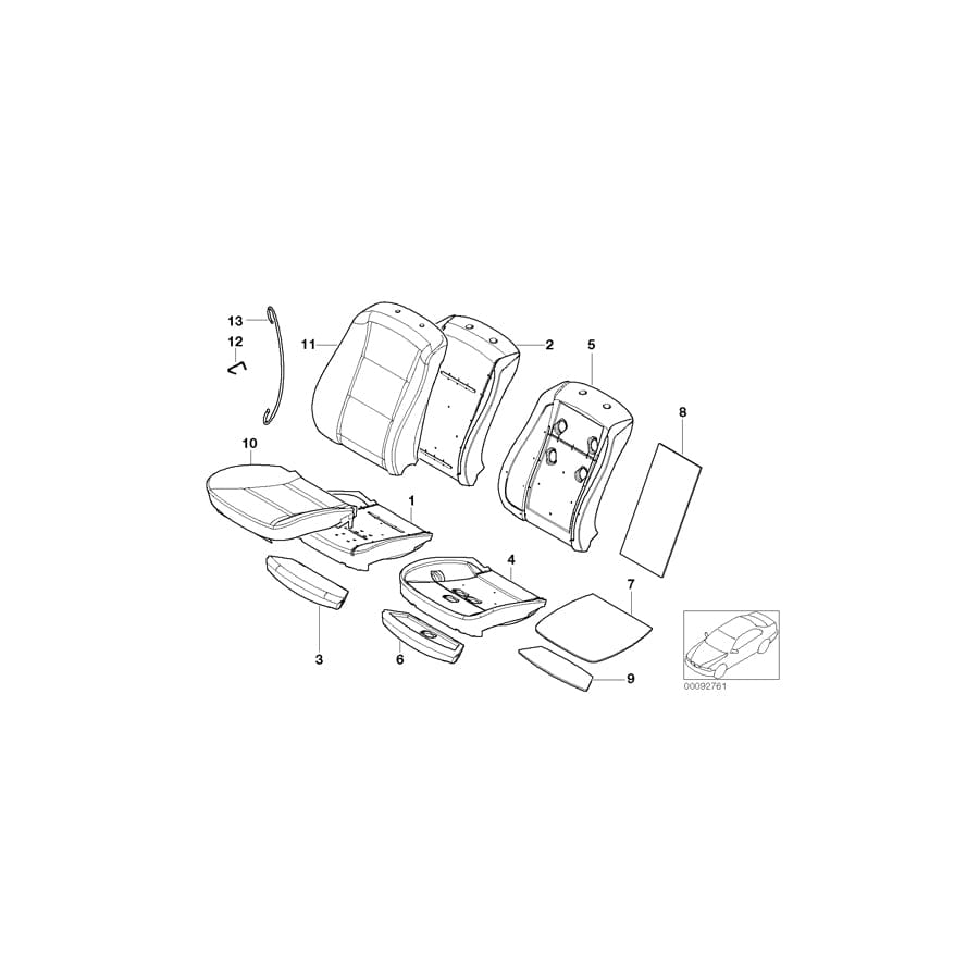 Genuine BMW 52107076415 E61 E60 Cover Backrest Cloth BEIGE (Inc. 545i, 540i & 520i)