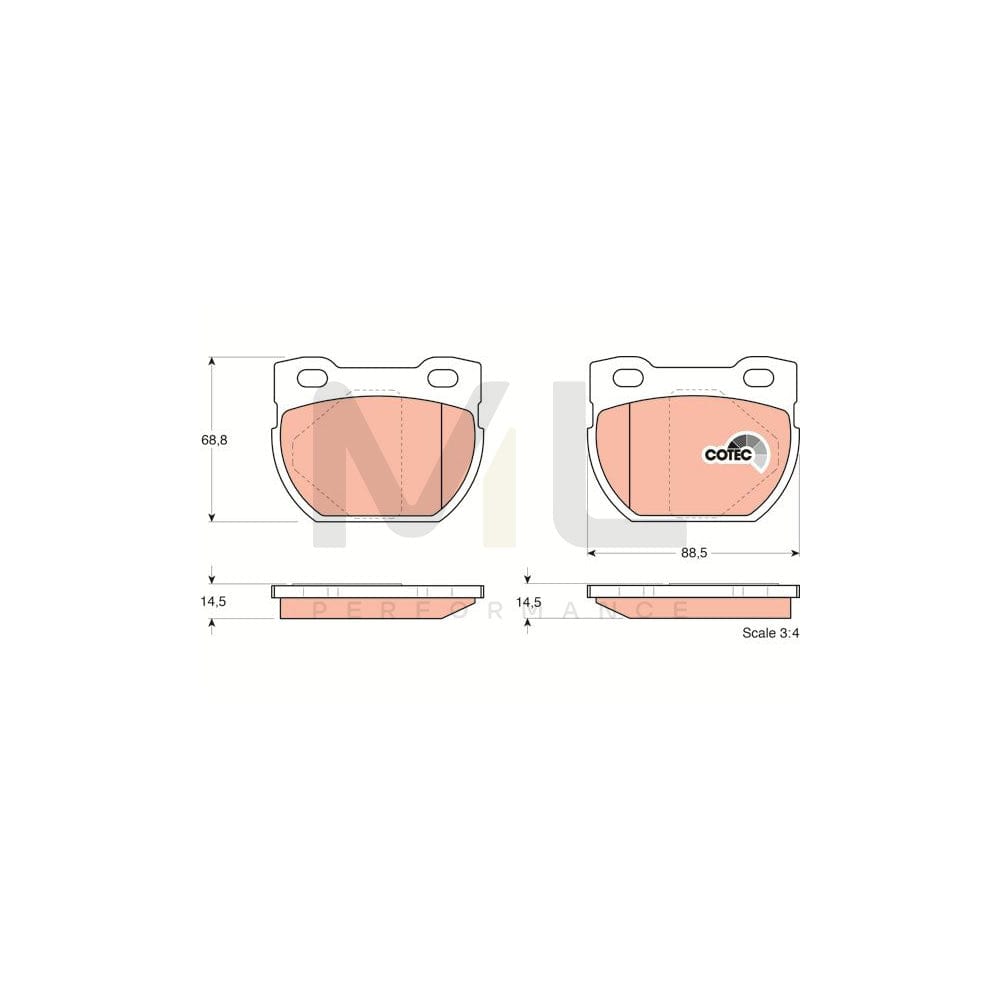 TRW Cotec Gdb1209 Brake Pad Set For Land Rover Defender Not Prepared For Wear Indicator