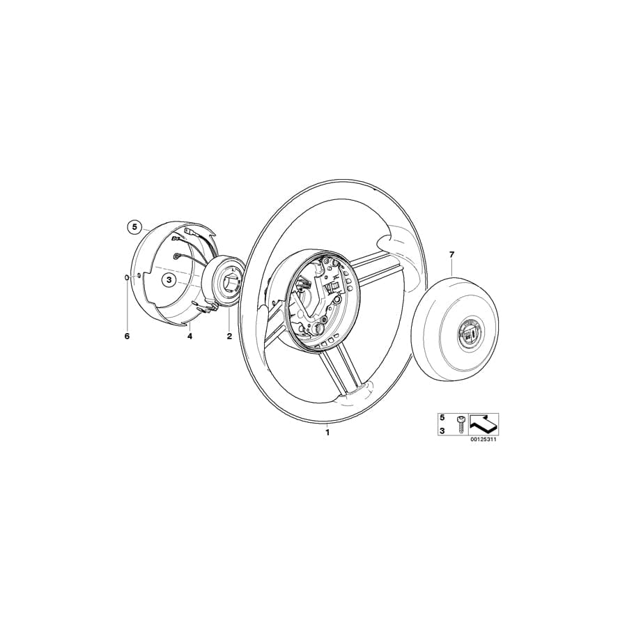 Genuine BMW 32348022672 E52 Hub Cap, Airbag TITANSILBER (Inc. ALPINA V8)