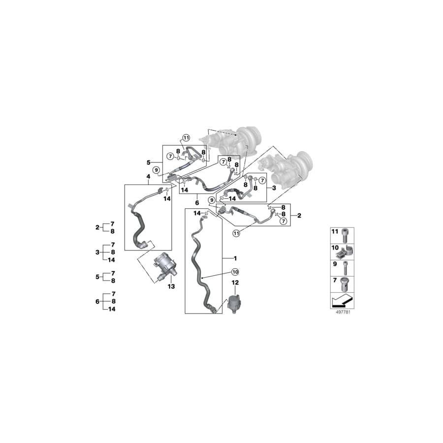 Genuine BMW 11539896889 G07 G06 G05 Coolant Line, Turbocharger Supply Line (Inc. X5 M50iX, X5 50iX & X7 50iX)