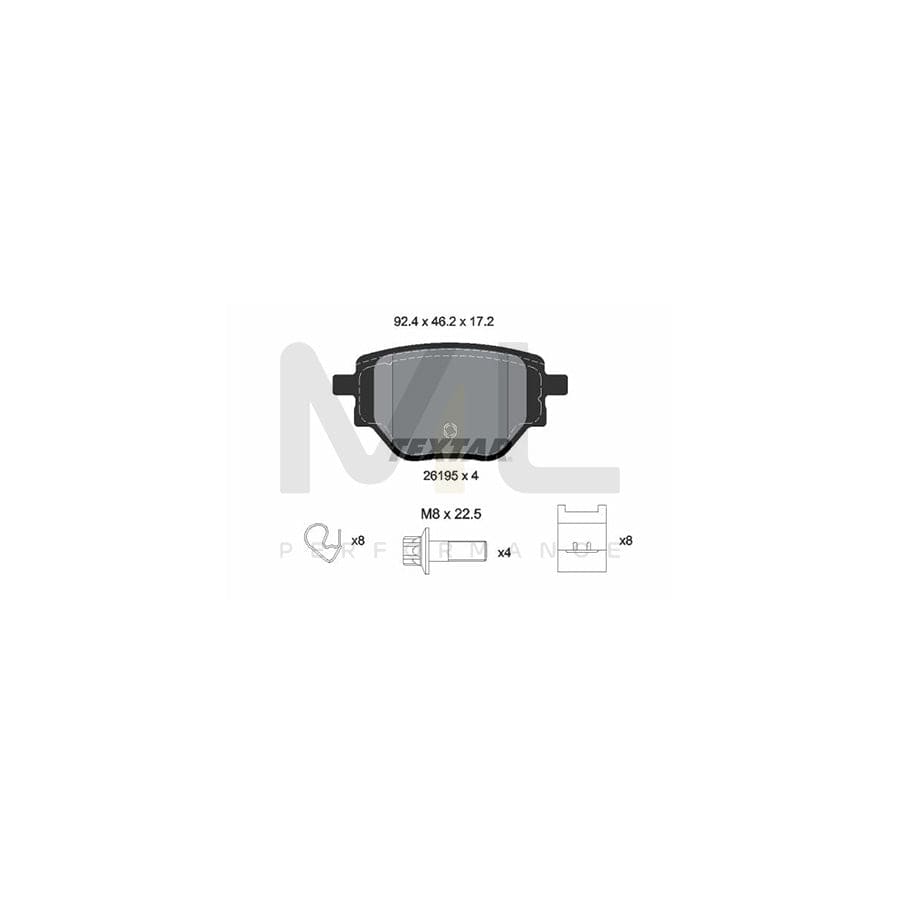 TEXTAR 2619501 Brake pad set incl. wear warning contact, with brake caliper screws, with accessories