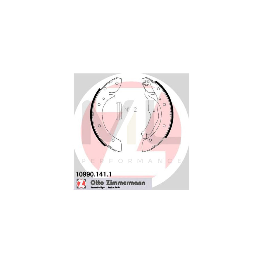 ZIMMERMANN 10990.141.1 Brake Shoe Set Photo corresponds to scope of supply, with lever