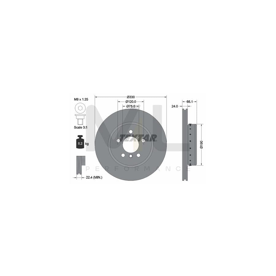 TEXTAR PRO+ 92265825 Brake Disc for BMW 5 Series Internally Vented, Two-piece brake disc, Coated, High-carbon, with bolts/screws, without wheel hub, without wheel studs  - 1 piece