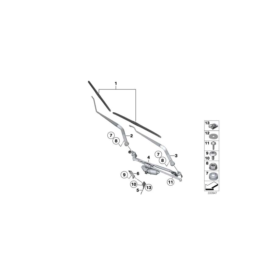 Genuine BMW 61617350336 F16 Wiper System, Complete (Inc. X6)