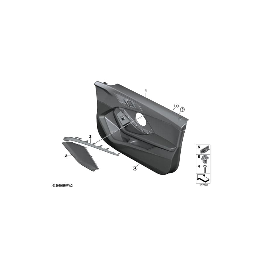Genuine BMW 51419418298 F44 Door Trim Panel, Front Right BLACK (Inc. 220d, 228iX & 218i)