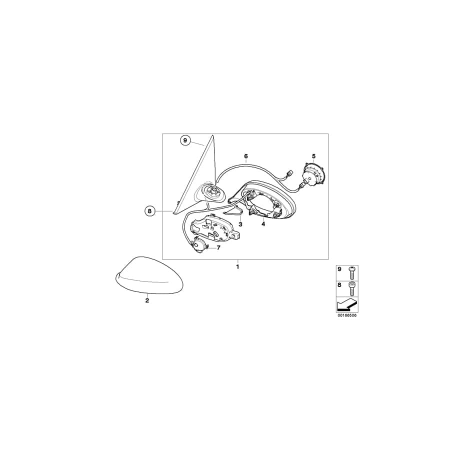 Genuine BMW 51167282600 E90 E91 Outside Mirror W/Out Glass Heated Right GLANZSCHWARZ (Inc. M3 CRT, 330xd & 325i)