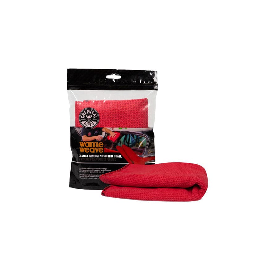 Chemical Guys Waffle Weave Glass and Window Microfiber Towel, Red 24" x 16"
