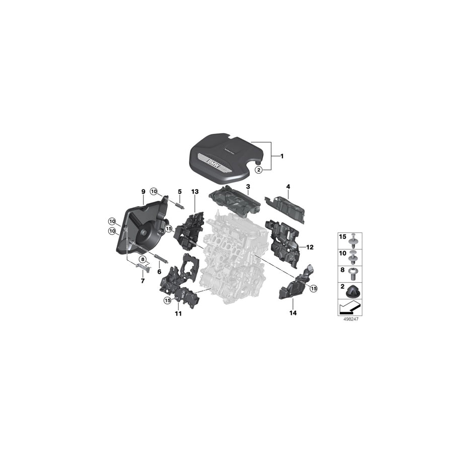 Genuine BMW 11148580017 F48 F40 Cover, Acoustic, Cylinder Head Cover (Inc. X1 16d, 116d & One D)