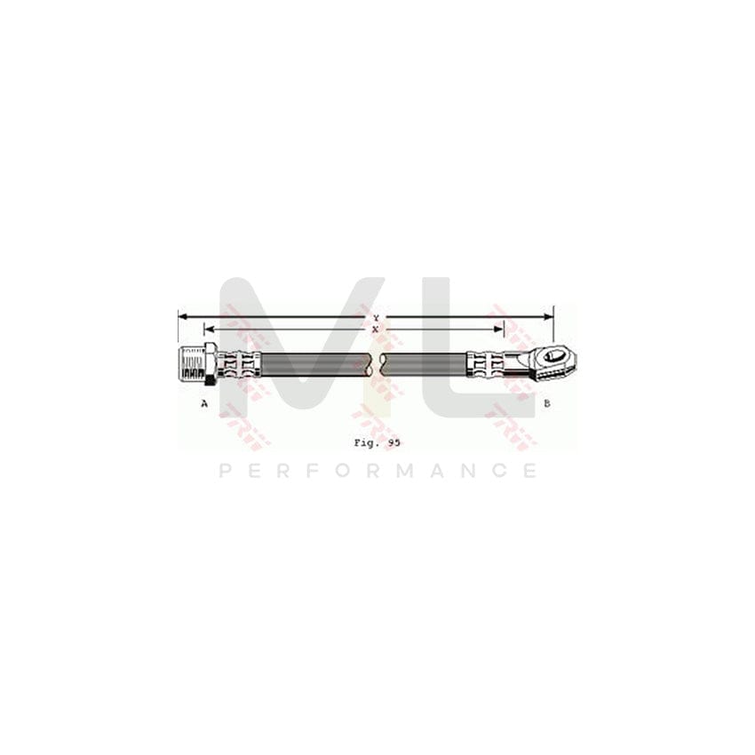 TRW PHD304 Brake Hose for SEAT 600 D Saloon 306mm, M16x1,5