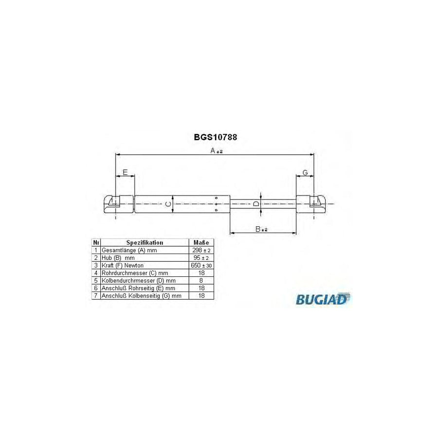 BUGIAD Bgs10788 Tailgate Strut