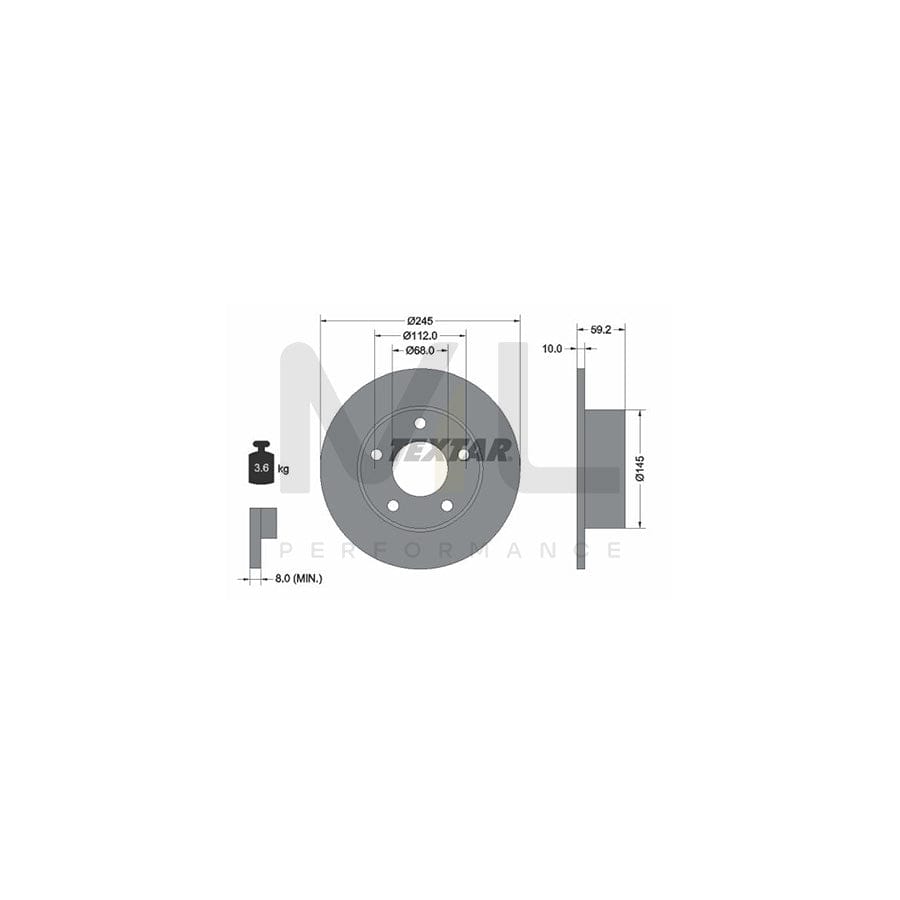 TEXTAR 92022800 Brake Disc Solid, without wheel hub, without wheel studs  - 1 piece