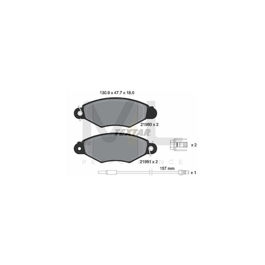 TEXTAR 2198003 Brake pad set incl. wear warning contact, with brake caliper screws