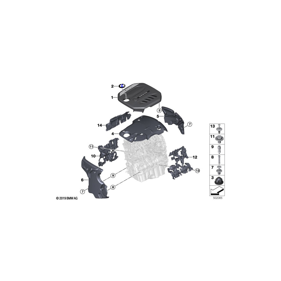 Genuine BMW 11148580383 G20 G30 G32 Acoustic Cover, Upper (Inc. 320dX, X4 20dX & 318d)